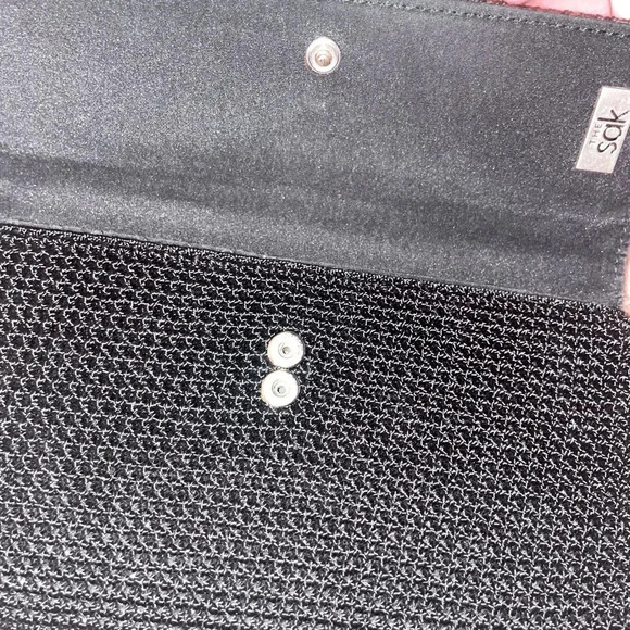 The Sak Women's Black Crochet Trifold Wallet Fold over Snap Closure - Picture 5 of 14